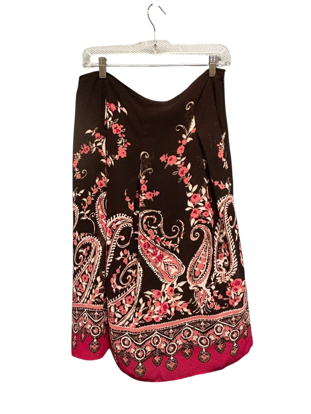 Vintage East 5th Brown Paisley Floral Midi Skirt Plus Size 14